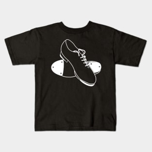 Tap Shoes - Drawn in white line. Kids T-Shirt